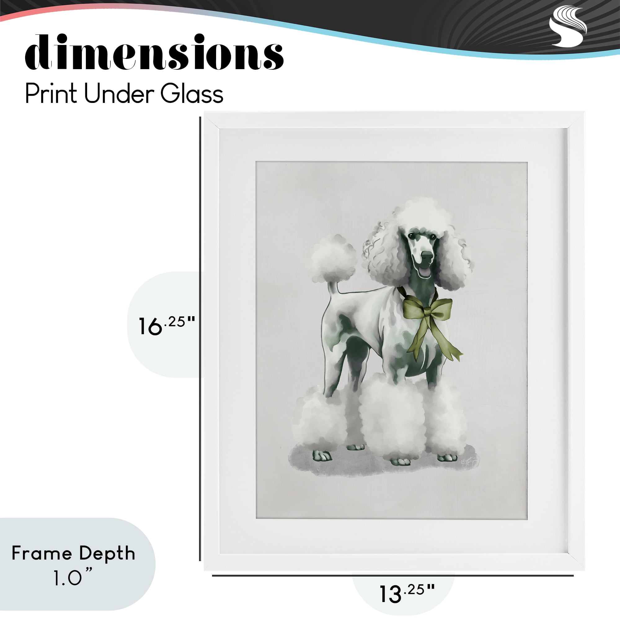 Stupell Industries Graceful Poodle & Ribbon White Framed Print Under Glass, design by Elizabeth Medley
