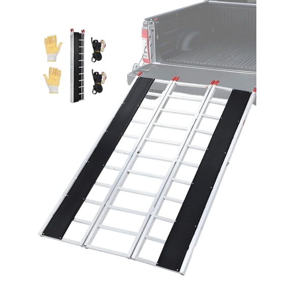 Heavy Duty Non-Slip Tri-Fold Aluminum Snowmobile Loading Ramp, 1500LBS