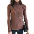thumbnail image 1 of Linamei Womens Autumn Sweaters Slim Long Sleeve High Neck Knit Pullover Slim Sweater Tops, 1 of 6