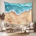 thumbnail image 2 of Ocean Beach Tapestry for Bedroom Wall Hanging Tapestry, Starfish Sea Waves Coastal Seaside Sand Ceiling Backdrop Tapestries Poster Blanket Wall Decor for Teens Room Living Room Dorm 59" x 79", 2 of 8