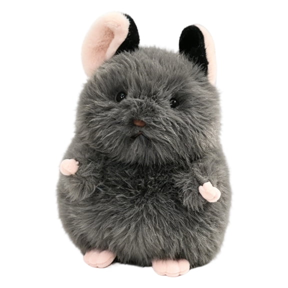 5.9in Realistic Chinchilla Plush Toy, Soft Stuffed Animal Doll for Desktop Decoration, Adorable Fluffy Creature Figure, Cuddly Companion for Home Gray