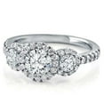 thumbnail image 2 of 2.50 Cts Three Rounds Moissanite Solitaire Halo Engagement Ring, 18K White Gold Plated Ring /925 Sterling Silver Ring, 2 of 3