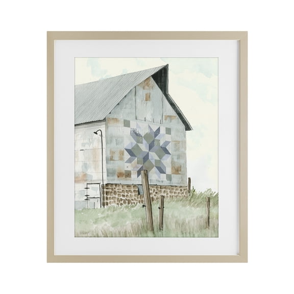 Stupell Industries Rustic Lodge Pickel's Barn Quilt Birch Framed Print Under Glass, 13 x 16, by Cindy Jacobs
