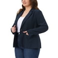 thumbnail image 4 of Agnes Orinda Women's Plus Size Blazer Long Sleeve Button Open Front Business Casual Jacket with Pockets 1X Navy Blue, 4 of 6