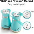 thumbnail image 3 of Tebery Stainless Steel & Glass Blue Salt and Pepper Shakers, 4 Ounces, Refillable, Classic Design, 3 of 7