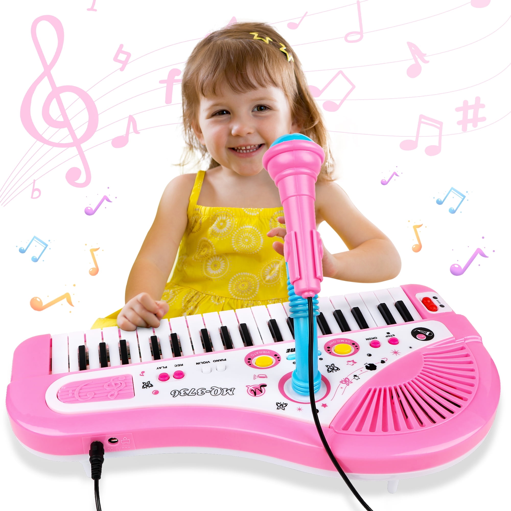 Bee Pink Baby Piano with Microphone Musical Toy Macao Ubuy