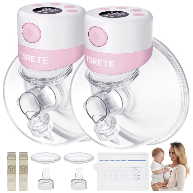 Extractor de leche TSRETE, doble portátil, eléctrico, 180 ml, rosa