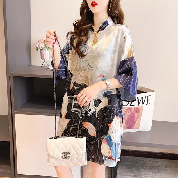 Vestidos alegres estilo étnico moda mejorada cheongsam diario niñas retro vestidos de mujer de talla grande