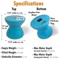thumbnail image 4 of Dunn-Rite ShadeTable Water-Filled Pool Umbrella Outdoor Base and Side Table, Fits 1.5" Pool Umbrella for Inside of Pool, Use on Patios, Docks, in-Water up to 12" Deep, Made in USA, Teal Granite, 4 of 8