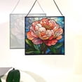 thumbnail image 4 of Peony Flower Stained Glass Panel Suncatcher Square Window Hanging, 8 Inch Real Glass Decorative Art Sun Catcher for Home, Gift, and Garden Decor 78OR8, 4 of 6