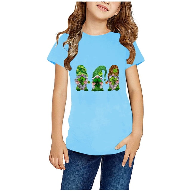 EGNMCR Blouses & Chemises à Manches Courtes Col Rond pour Tout-Petits Garçons Filles Mode Mignon Col Rond Imprimé Haut à Manches Courtes Blouse Fille