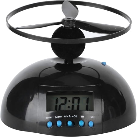 ABPETE Flying Alarm Clock with Propeller,Novelty Portable LCD Digital Clock, Mini Round Desk Gadget for Home, Office & Travel