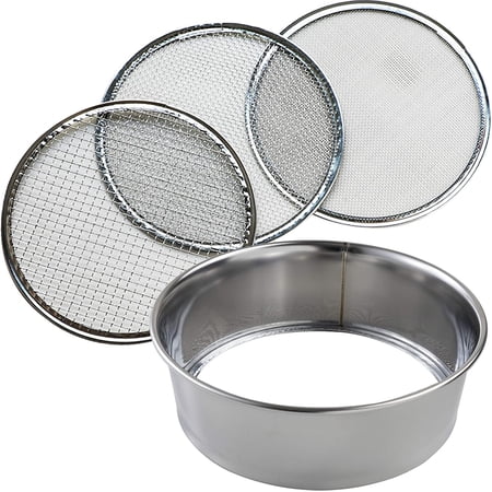 Wazakura 3PCS Soil Sieve Set 8-1/4 inch  3 Sieve Mesh Filter Sizes Gardening tool