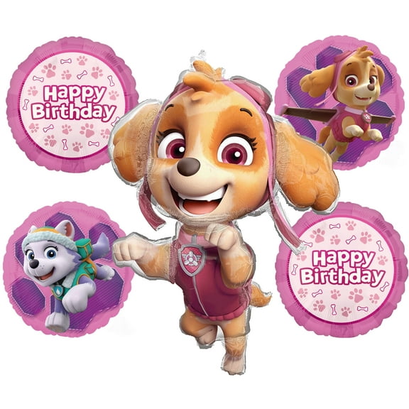 Skye and Everest Birthday Party Supplies Girl Paw Pups on Patrol Balloon Bouquet Decorations 5ct