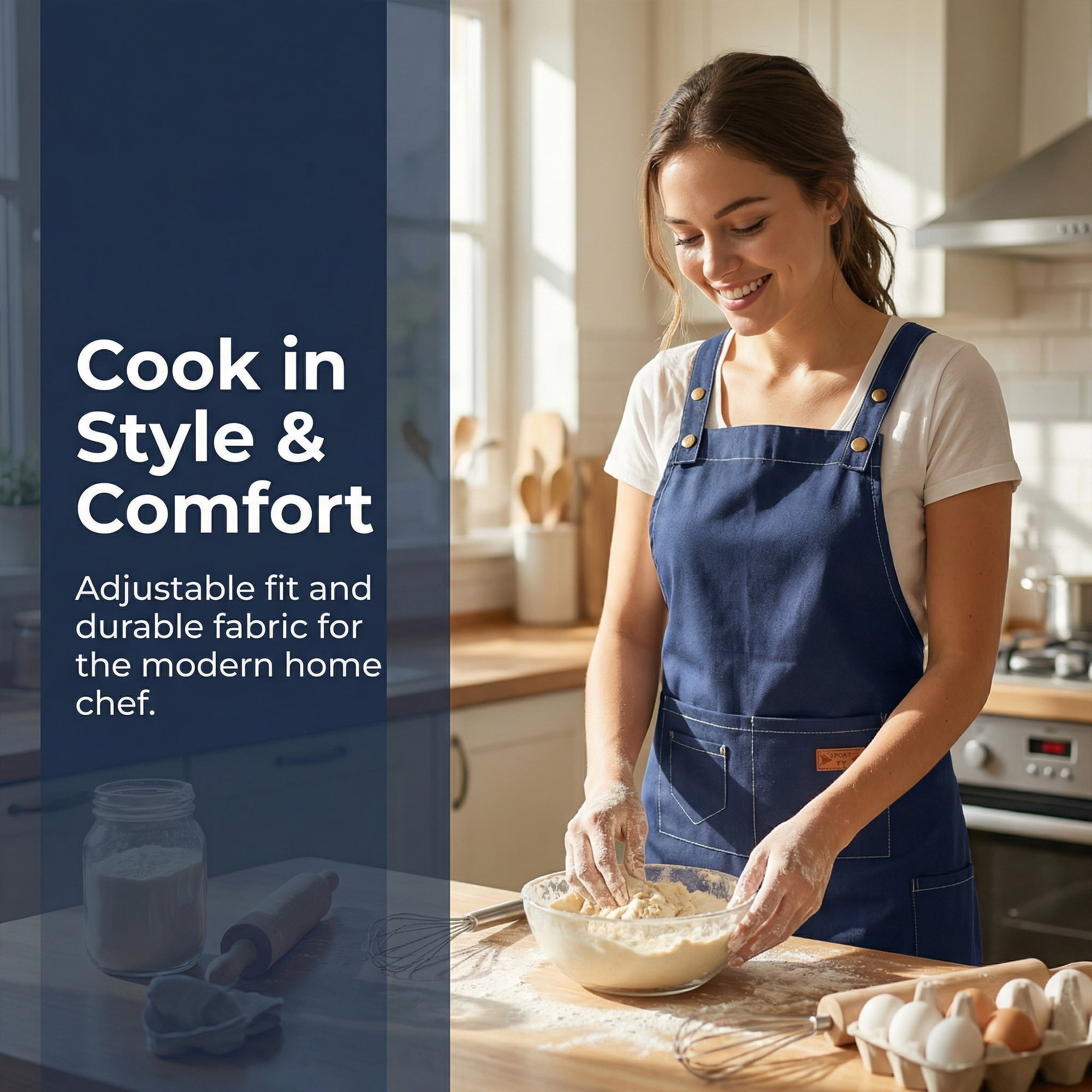 Unique Bargains Adjustable Long Waist Cooking Apron with Pocket for Home 26.4x29.5in Blue