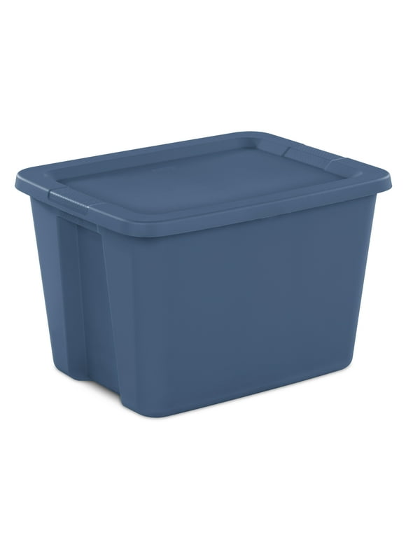 Sterilite 18 Gallon Tote Box Plastic, Shallow Blue