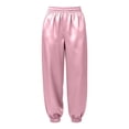 thumbnail image 4 of Nmnitkp Women's Satin Jogger Pants High Waisted Elastic Pull On Silky Lounge Pants with Side Pockets Casual Sleep Pajama Pants for Loungewear Sleepwear Daily WearPink,S, 4 of 9