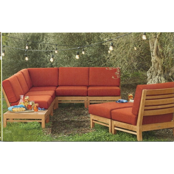 Grade-A Teak Wood Ramled Sectional 6 Piece Sofa Set - 2 Love Seats (Left/Right), 1 Corner Pc, 1 Armless Lounge Chairs, 1 Ottoman & 1 Side Table #52RM6PR