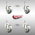 thumbnail image 2 of 3 Inch 316SS Gray Polyurethane Wheel Swivel ½ Inch Threaded Stem Caster Set SCC, 2 of 2