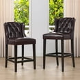 thumbnail image 2 of Richmond 26" Tufted Counter Height Bar Stool Vintage Brown Faux Leather, 2 of 20