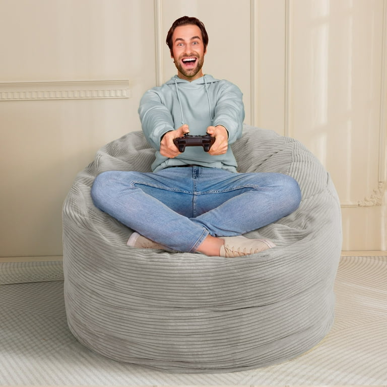 B Y B Y M E King Size Convertible Bean Bag Chair to Bed Memory Foam Filling Washable Cover Grey Walmart