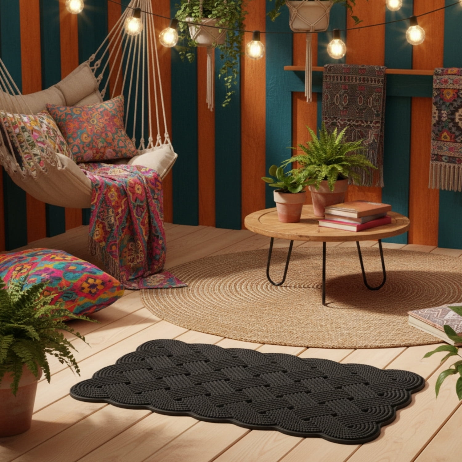 Abbott Doormat Durable, Weather-Resistant Indoor and Outdoor Rubber Doormat, 18x30", Woven Rope Effect Doormat-18x30"L