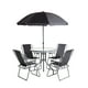 thumbnail image 1 of Ilios Innova | Comedor de Exterior Jardín 6 Piezas Mesa Vidrio Templado 4 Sillas Plegables Textileno y Sombrilla Resistente Set Muebles Color Negro, 1 of 9