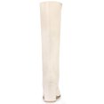 thumbnail image 4 of BLISSFUL STEP Women's Boots Round Toe Block Heels Knee High Solid Side Zipper Boots Cream White 8.5, 4 of 7