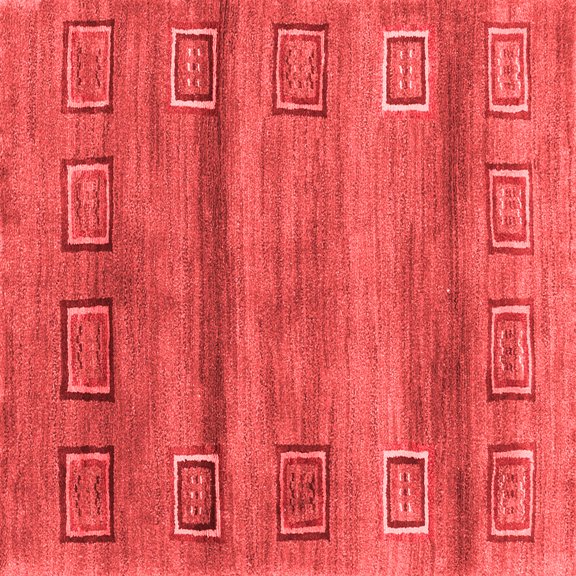 Ahgly Company Indoor Square Abstract Red Contemporary Area Rugs, 5' Square