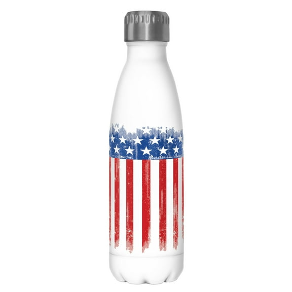 Lost Gods Distressed American Flag Stainless Steel Water Bottle White 17 oz.