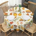 thumbnail image 3 of Fall Pumpkins Leaves Pattern Round Tablecloth 60" X 60",Wrinkle Wipeable Table Cloth for Kitchen Dining Room Picnic Patio Party, 3 of 6