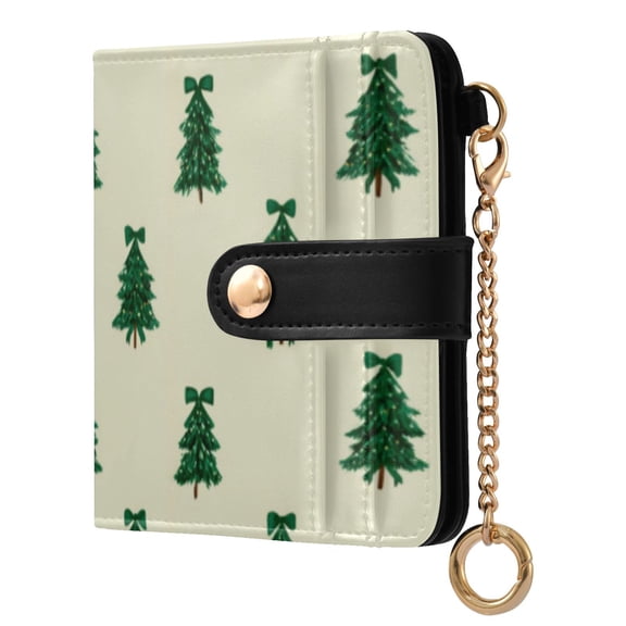 Qxltty Cute Christmas Tree Ladies Wallet Rfid Slim Thin Compact Credit Card Women Wallet Zipper Coin Pocket and ID Window for Female Gifts