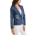 thumbnail image 4 of Blazer de mezclilla lavado para mujer INSPIRE CHIC, chaqueta de oficina casual, con solapas en forma de muesca, azul, 4 of 6