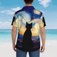 thumbnail image 3 of Lsque Cat Under Starry Skies pattern Hawaiian Shirt for Men, Unisex Summer Beach Casual Short Sleeve Button Down Shirts-Medium, 3 of 9