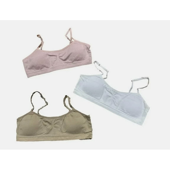 Hanes Girls' 2   1 Bonus Pack Seamless Bra - White/Pink/Beige L