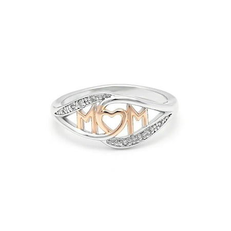 White Gold Spring Ring - Ginger Lyne Collection Mom Ring Two-toned White and Rose Gold Plated from the