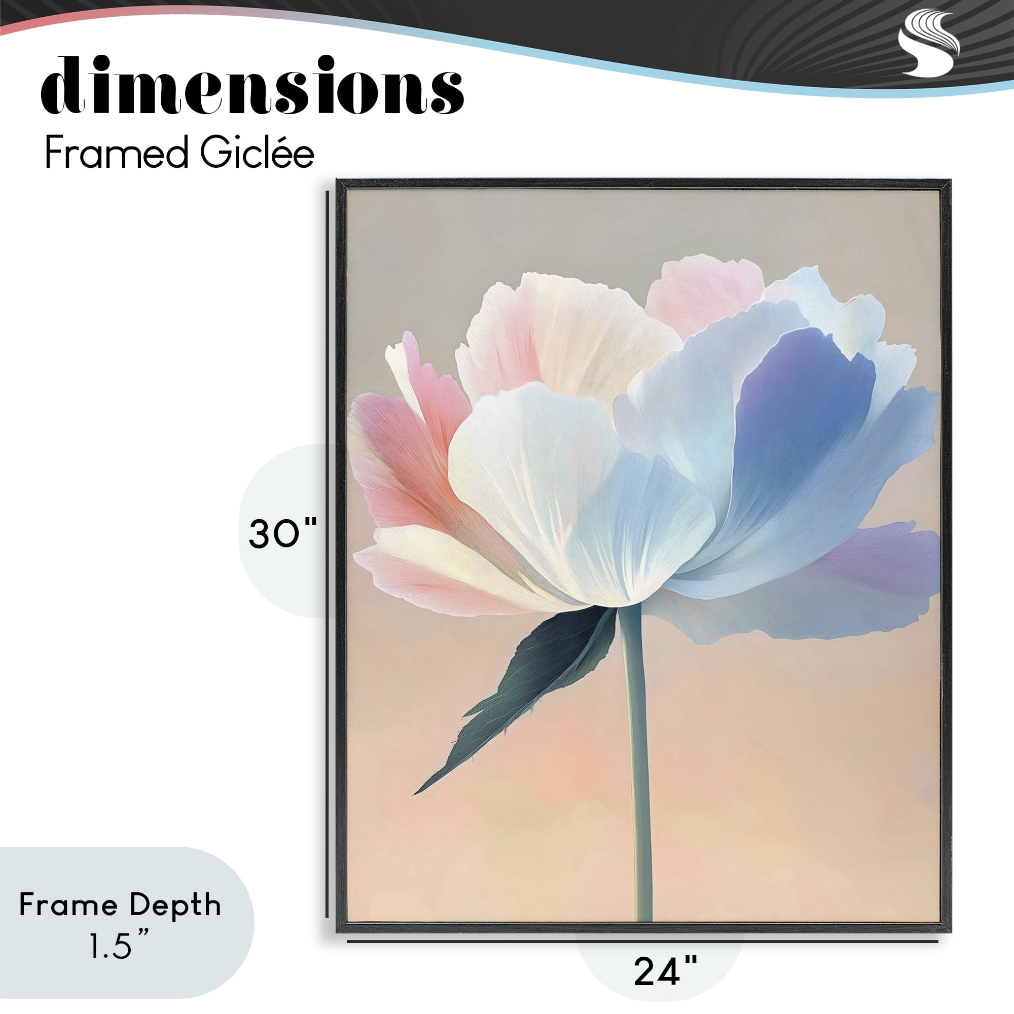 Stupell Industries Pink & Blue Flower Serenity Black Framed Giclee Art, design by The Prints Vibe