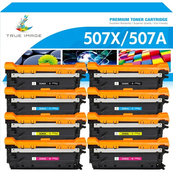 True Image 8-Pack Compatible Toner Cartridge for HP CE400X 507X Work with Enterprise 500 color M551dn M551xh MFP M575dn M575F M570dn Printer (2*Black,2*Cyan,2*Magenta,2*Yellow)
