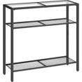 thumbnail image 1 of 29.5" Narrow Console Table, 3-Tier Tempered Glass Sofa Table, Small Side Table, Modern Entryway Table, for Entrance, Living Room, Foyer, Hallway Bedroom, Black, 1 of 8