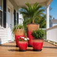 thumbnail image 6 of FIASON 4 Pack Tall Planters 24/21/12/10 Inch, Sunset Red Gradient Speckled Faux Ceramic Plant Pots with Drainage Hole, Mesh Filter & Saucers, Indoor Outdoor Flower Pots for Patio Porch, 6 of 7