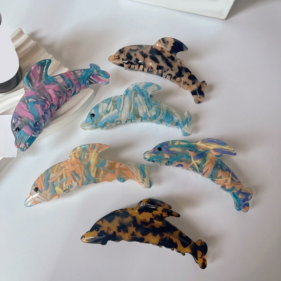 Eosunjian Women Hair Gripper Dolphin Shape Hair Claw Anti-slip Strong Claw Cross Teeth Hair Fixing Decoration Hair Clip Hair Accessory