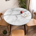 thumbnail image 5 of White Marble Elastic Fitted Round Table Cover Modern Abstract Art Waterproof Outdoor Tablecloth for Holiday Party, Picnic, Patio & Dining Fits Tables Up to 45"-54", 5 of 8