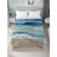 thumbnail image 4 of Blue Coastal Flat Sheets Only Queen Size, Soft Breathable Bed Top Sheets for Mattress, Summer Beach Nautical Abstract Art Luxury Bedding Flat Sheets for Home Hotel Bedroom Bed Protection, 4 of 9