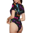thumbnail image 3 of Naloa Colorful Dragonflies Women's Short-Sleeved Onesie, One-Piece Swimsuit for Parties, dates, clubs - Small, 3 of 9