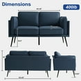 thumbnail image 2 of 60" Modern Sofa Mid-Century ,Faux Leather Loveseat Small Couch for Small Space,Easy to install, Blue, 2 of 5