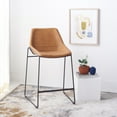 thumbnail image 2 of SAFAVIEH Alexis Square Mid Back Counter Stool, Cognac/Black, 2 of 13
