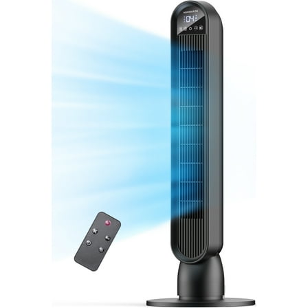 Tower Fan for Home,36" Standing Floor Fan with Remote LED Touchscreen,HOMSHADE Wide Oscillating Fan,Quiet Home Fan,26 ft/s High Velocity,4 Speeds,4 Modes,8H Timer