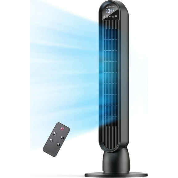 Tower Fan for Home,36" Standing Floor Fan with Remote LED Touchscreen,HOMSHADE Wide Oscillating Fan,Quiet Home Fan,26 ft/s High Velocity,4 Speeds,4 Modes,8H Timer