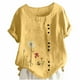 thumbnail image 2 of Fiudx Camisas de Mujer Camiseta de Verano con Cuello Redondo y Manga Corta para Mujer, Informal, con Botones Impresos, 2 of 4