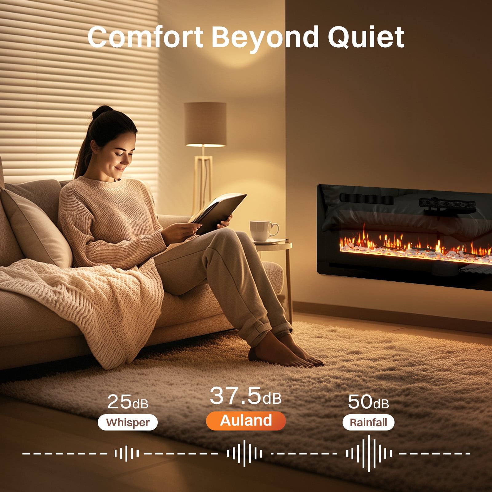 40" Insert Wall Mounted Electric Fireplace Mantel Features a Touch Screen, Timer, Adjustable Flame Color, 700W / 1400W
